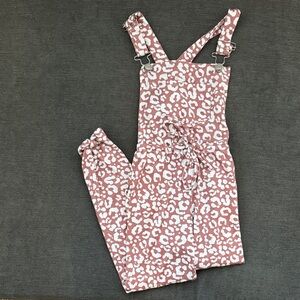 The Buckle Daytrip Pink and White Leopard Overall Jumpsuit